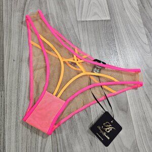 Honey Birdette Saskia Brief in Neon Pink and Mango Size M
